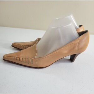 Luciano Barachini Pink leather Made in Italy Square Toe Pump Heels Women's Sz 39